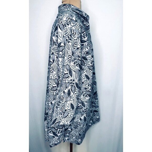 Foxcroft Faith Layered Leaves Button-Up Blouse Top 18W Black White Wrinkle-Free - Picture 6 of 14